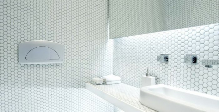 Mosaico hexagonal blanco